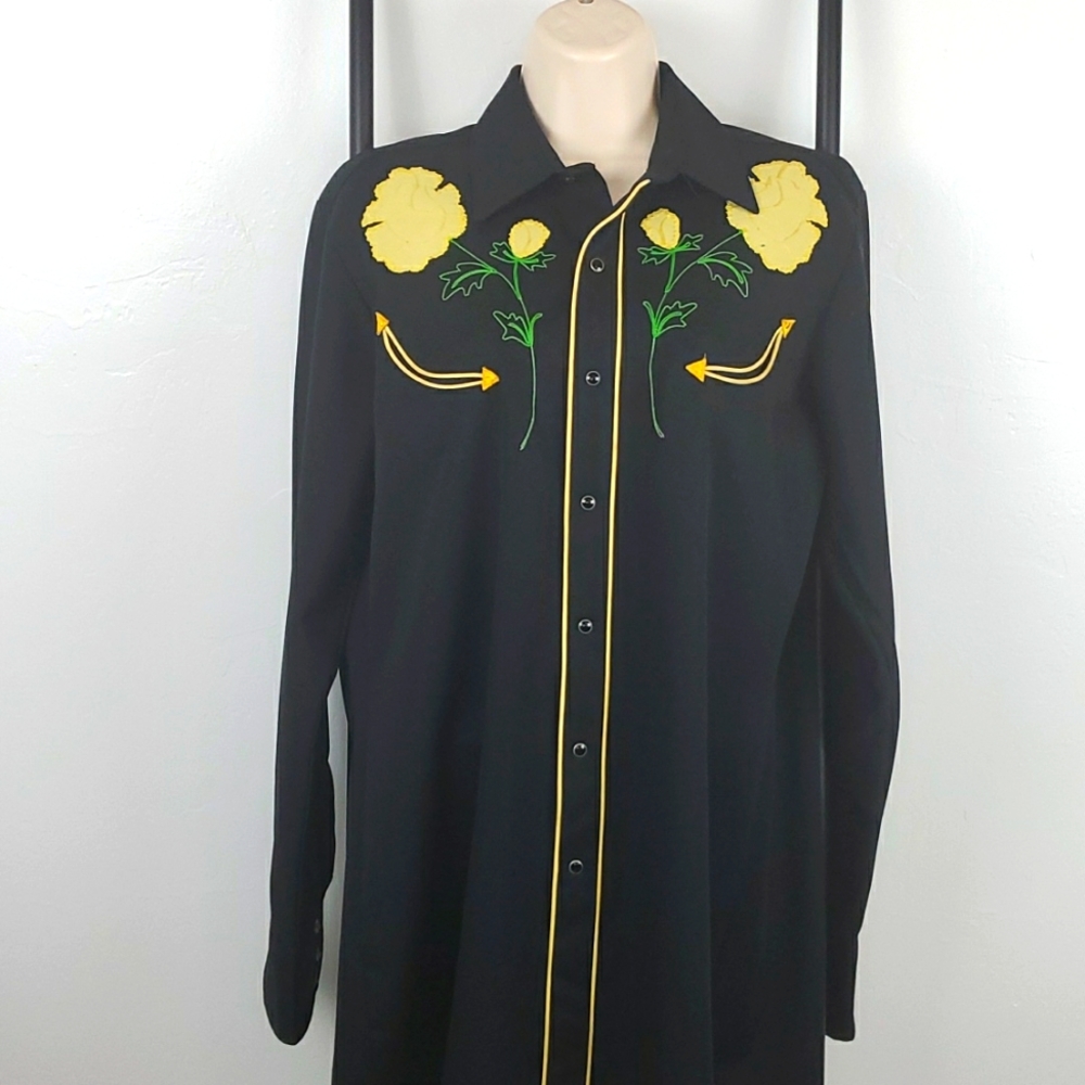 Vintage Miller Western Pearl Snap Shirt Men M Embroidered Cowboy Rodeo